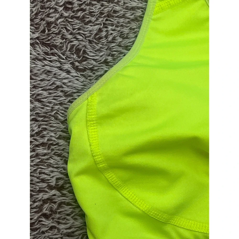 Nike Dri-FIT Racerback Sports Bra Neon Yellow Volt Grey XL Womens Workout Top
